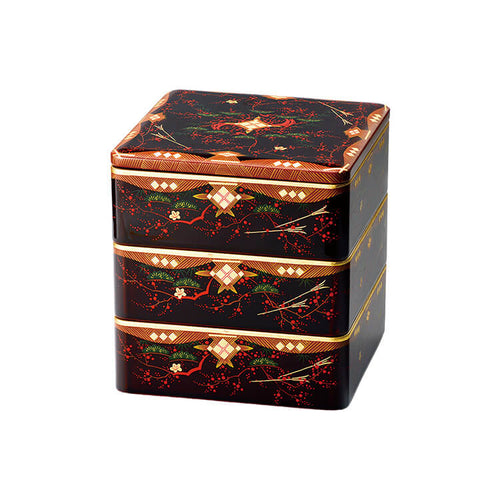 Aizu Lacquer Three-Tier Jubako