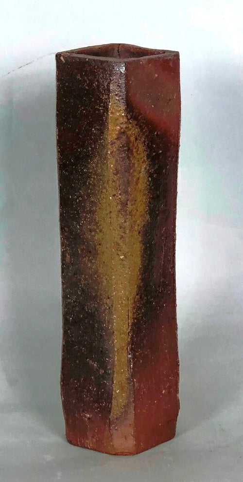 Fujiwara Kei Bizen square flower vase