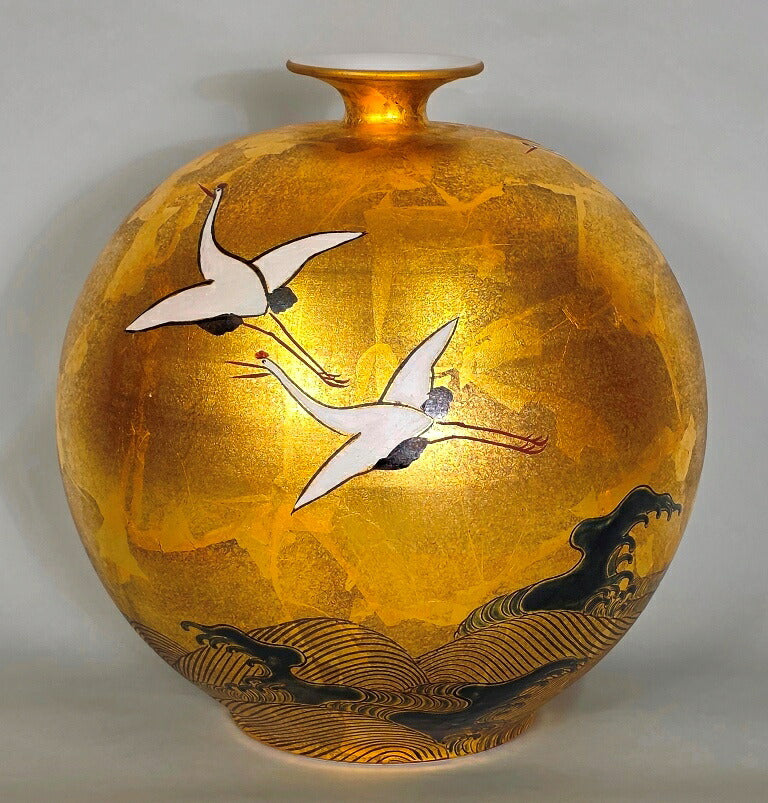 Kitamura Takashi Kutani Crane Vase