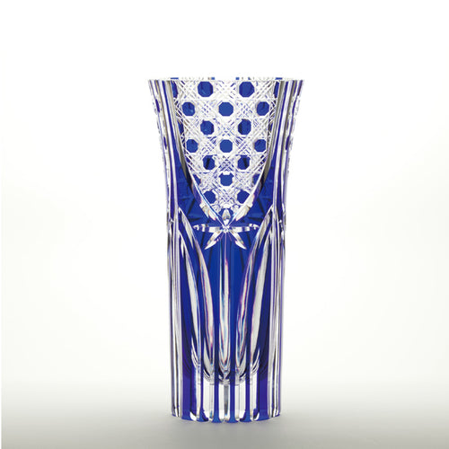 Edo Kiriko Ruri-Blue Crystal Vase