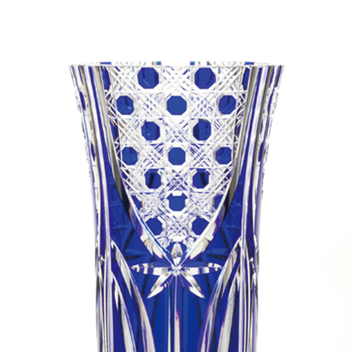 Edo Kiriko Ruri-Blue Crystal Vase