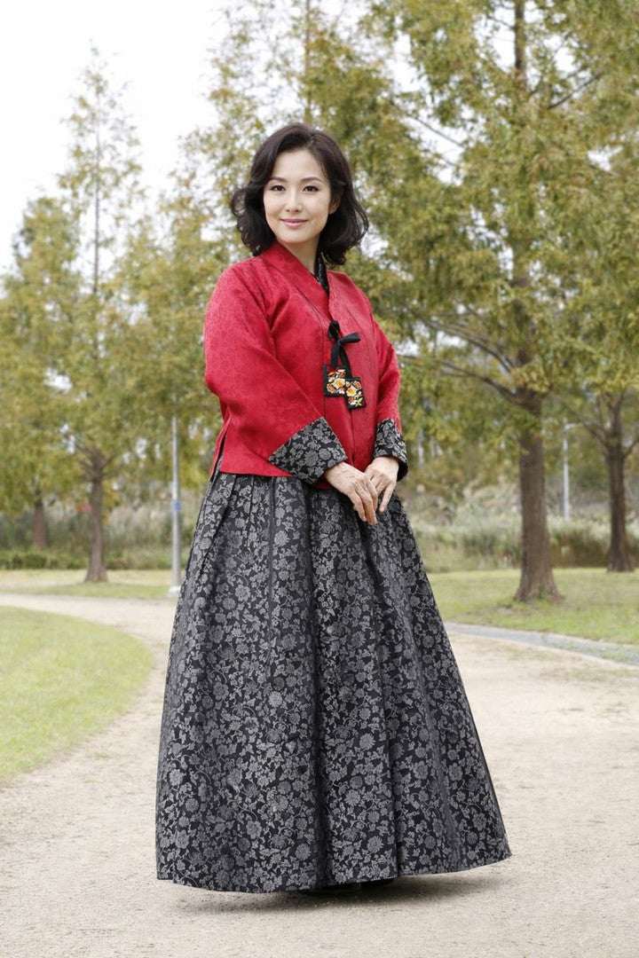 Silk brocade hanbok — detail