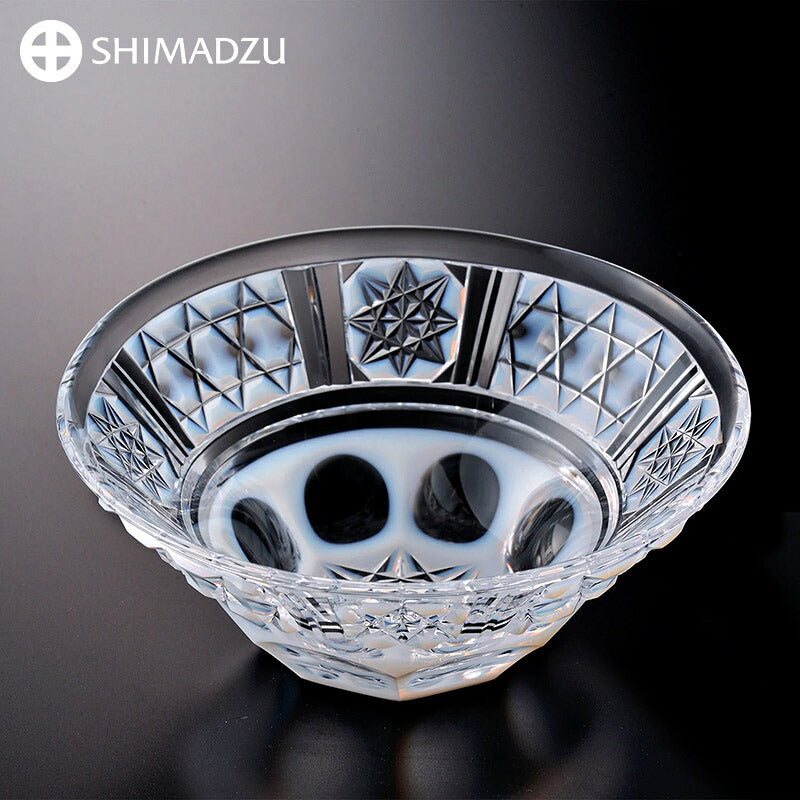 Satsuma kiriko Shimuja flat bowl pearl white